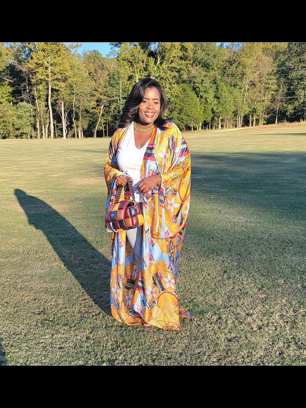 Flowy Orange Floral Oversized Long Kimono - Picture 4 of 6